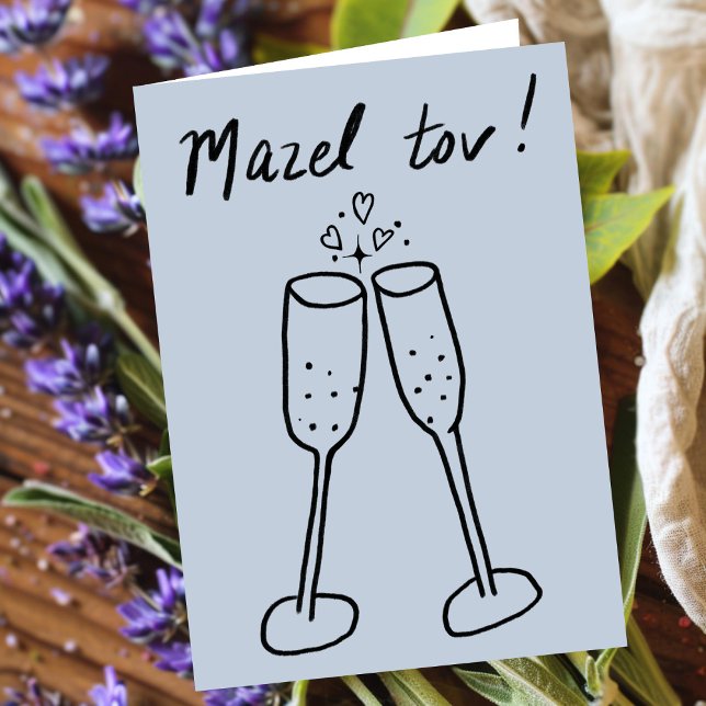 Cartão Mazel Tov Wedding Champagne Cheers Sketch Doodle (Mazel Tov Wedding Champagne Cheers Congratulations Engagement Sketch Doodle Card
)
