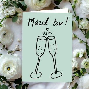 Cartão Mazel Tov Wedding Champagne Cheers Sketch Doodle
