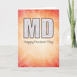 Cartão MD Feliz Dia dos Médicos com Backgrog Vermelho e A