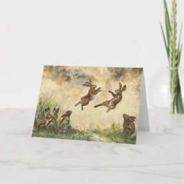 Cartão Meadow Matchup Playful Hares in a Meadow 