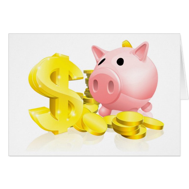 Cartão Mealheiro do sinal de dólar (Frente Horizontal)