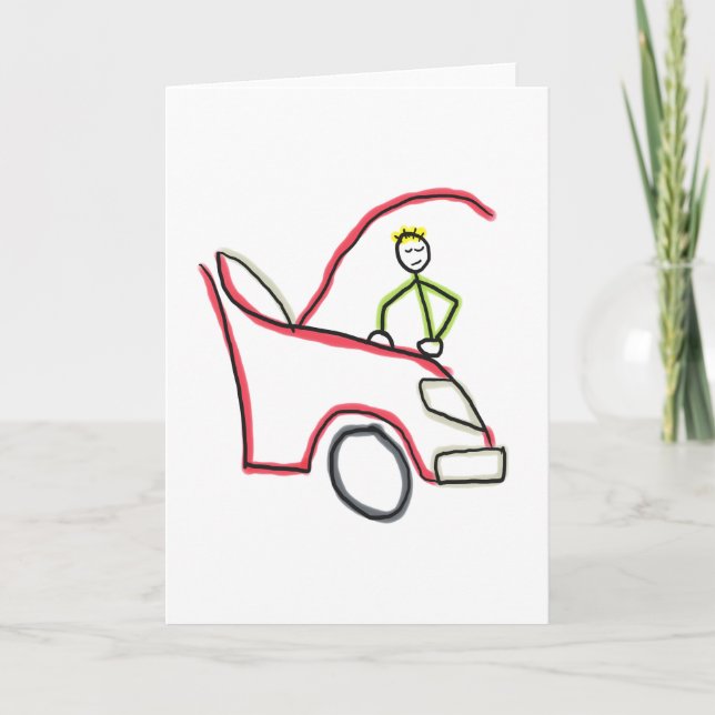 Cartão Mecânico de Carros Stickman (Frente)