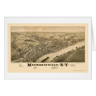 Cartão Mechanicville, mapa panorâmico de NY - 1885