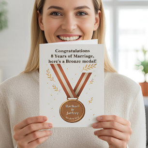 Cartão Medalha de Bronze do 8º aniversário do casamento e