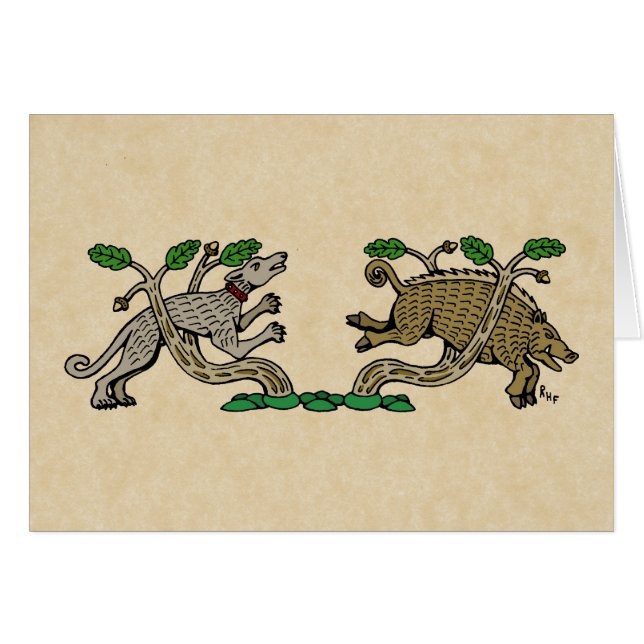 Cartão Medeval Boar Hunt (Frente Horizontal)