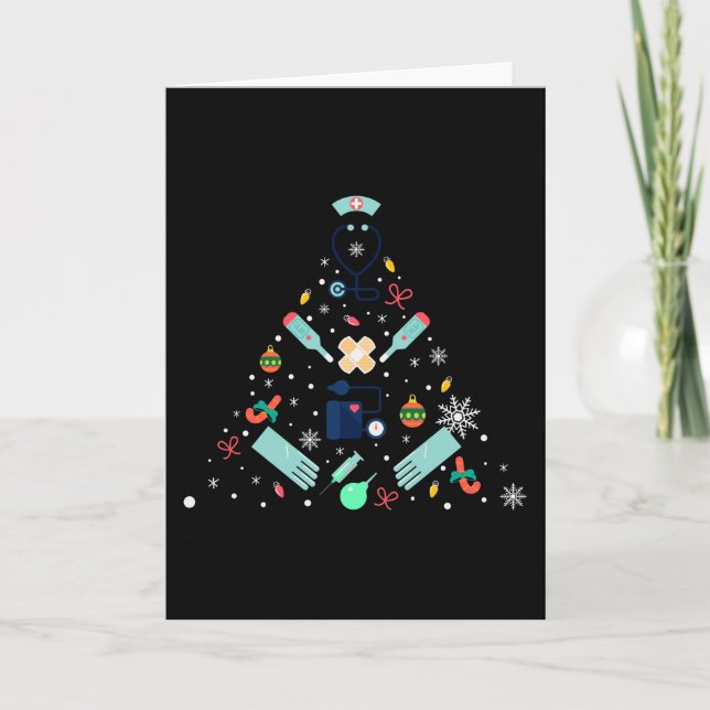 Cartão Medical Christmas Tree Gift, Doctors and Nurses (Frente)