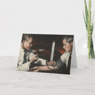 Cartão Medicina Antiga, Médico Examinando um Paciente Doe