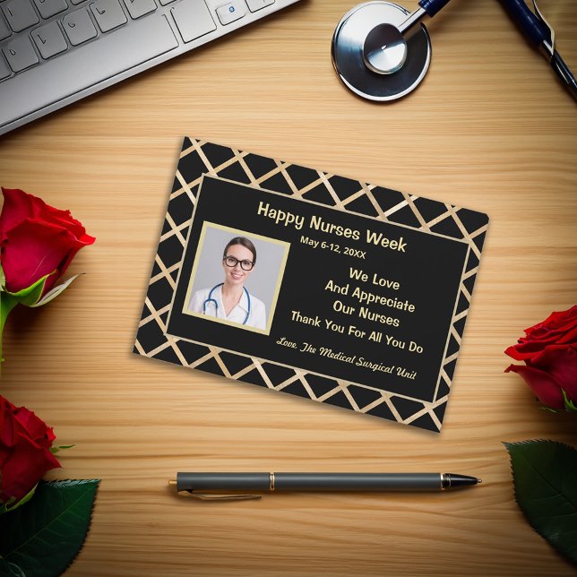 Cartão Médico de Apreciação Fotográfica para Enfer (Happy Nurses Week Photo Appreciation Medical Card great to show appreciation. )