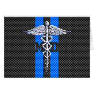Cartão Médico MD Caduceus sobre Estilo de Fibra de Carbo