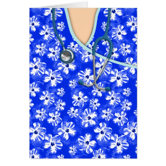 Cartão Médico tropical azul e branco esfrega (Frente)