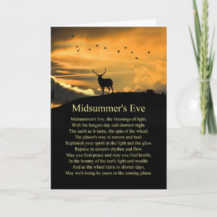 Cartão Médio de Solstício de Verão Eve Elk e Poem