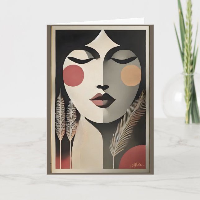 Cartão Meditação de Arte Moderna do meio século (Frente)