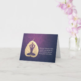 Cartão Meditação do professor Yoga Pose Bodhi Leaf Cuotes