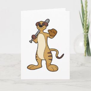 Cartão Meerkat como jogador de beisebol com bastão de bei