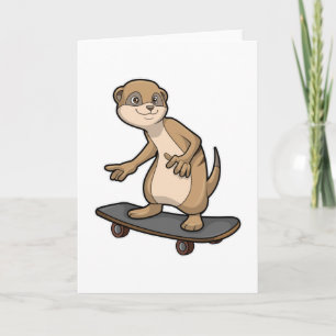 Cartão Meerkat como skater com skate