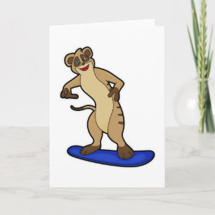 Cartão Meerkat como Snowboarder com Snowboard
