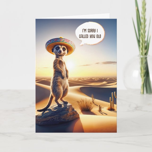 Cartão Meerkat Getting Old Birday Humor (Frente)