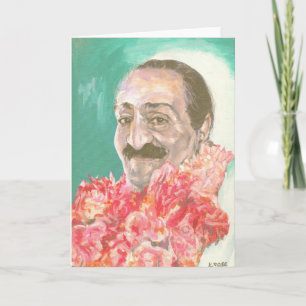 Cartão Meher Baba with flowers