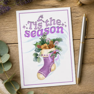 Cartão Meia de Natal em Aquarela Lavanda