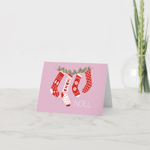 Cartão Meias de Natal Rosa Presente de Natal