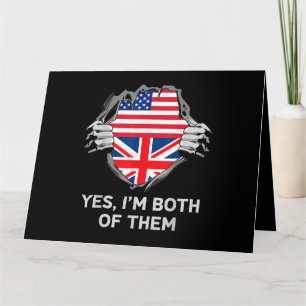 Cartão Meio Americano Meio Britânico Bandeira EUA Inglate