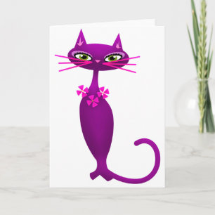Cartão Meio século de gato retrô giro