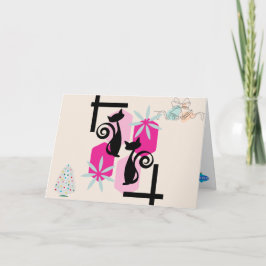 Cartão Meio século Personalizado Moderno Gato de Férias e