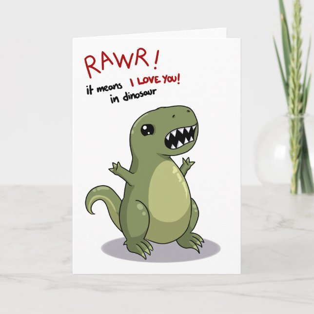 Cartão Meios de Rawr eu te amo no dinossauro (Frente)