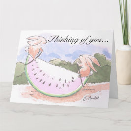 Cartão Melancia Bunnies pensando em você