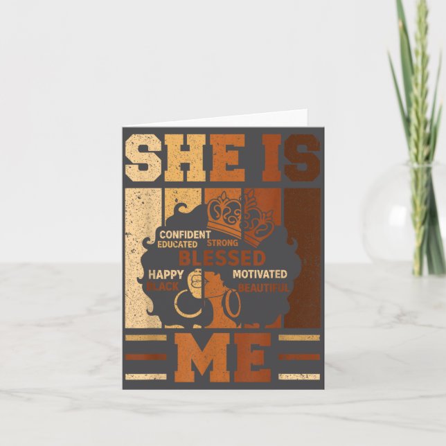 Cartão Melanin Blessed She Queen Beautiful Afro Black Me  (Frente)