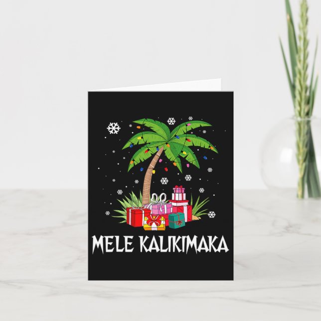 Cartão Mele Kalikimaka Família das Palmeiras de Natal do  (Frente)
