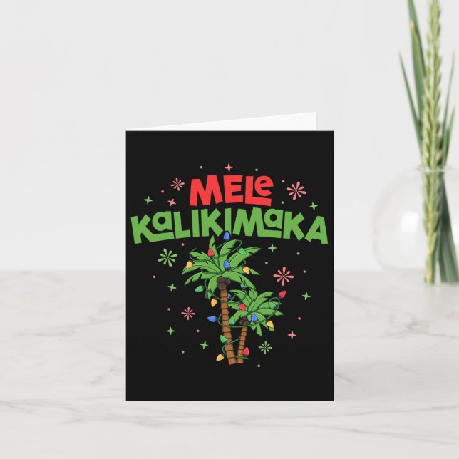 Cartão Mele Kalikimaka Havaiana Palm-Light (Frente)