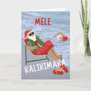 Cartão Mele Kalikimaka Havaiana Papais noeis Beach
