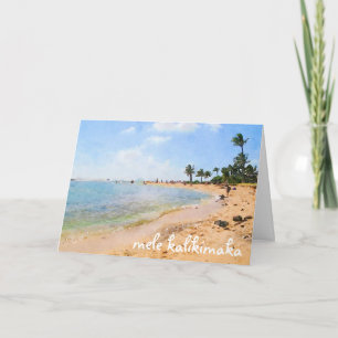 Cartão Mele Kalikimaka Kauai Beach Sceny Card