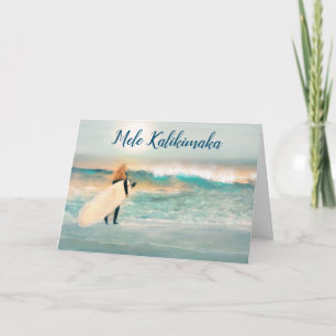 Cartão Mele Kalikimaka Natal Tropical Havaí Surfando