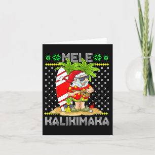 Cartão Mele Kalikimaka Papai Noel Surfista Guitarra Havai