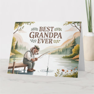 Cartão Melhor Avô do Mundo Urso de Pesca Ilustração