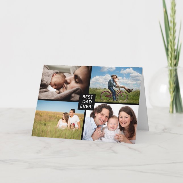 Cartão Melhor Colagem de Fotografias do Dia de os pais Ne (Frente)