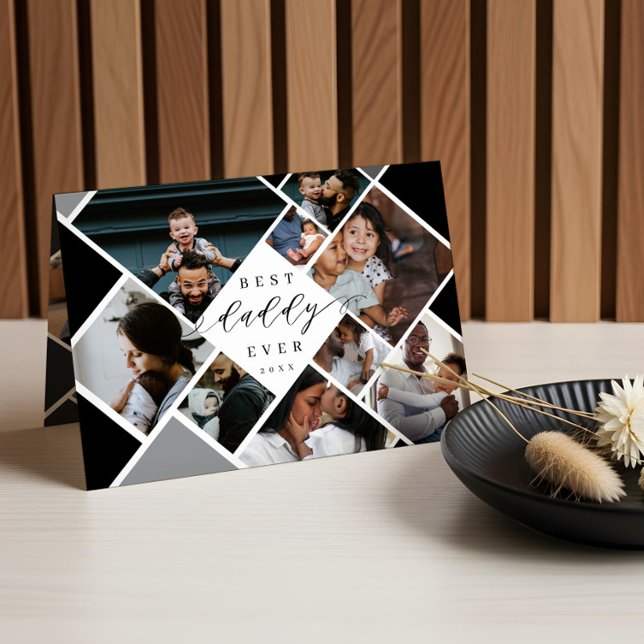 Cartão Melhor Colagem de Fotografias Moderna de Pai Perso (Best Daddy Ever Modern Photo Collage Personalized Card)