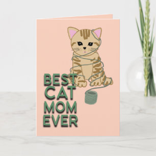 Cartão Melhor Dia de as mães Ilustrado Da Mãe De Gato