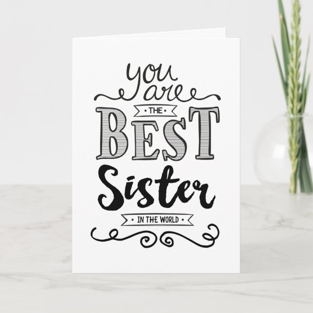 Cartão Melhor Irmã no Aniversário do Mundo (Frente)