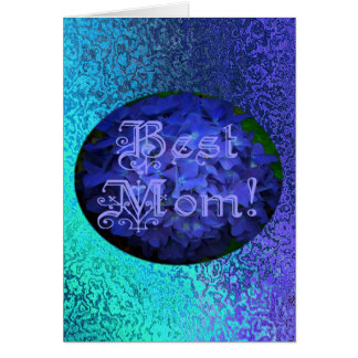 Cartão Melhor mãe com fundo azul de flores