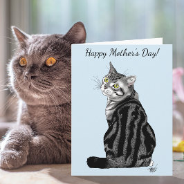Cartão Melhor Mãe de Gato de Sempre no Dia das Mães em Ta