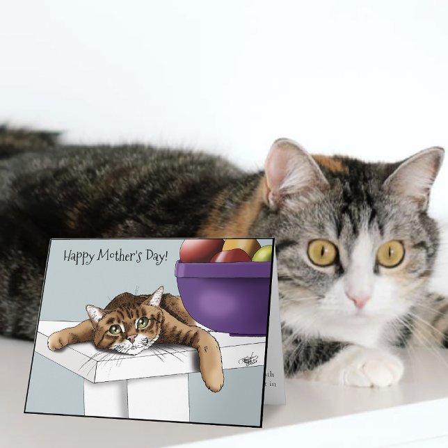 Cartão Melhor Mãe de Gato Doce Gato Tabby Dia das Mães Ve (Criador carregado)