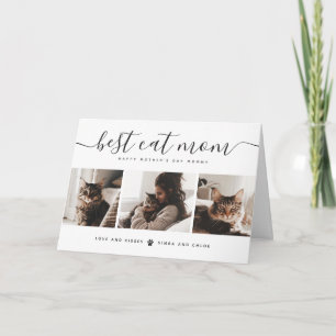 Cartão Melhor Mãe de Gato: Foto Personalizada de Gato par