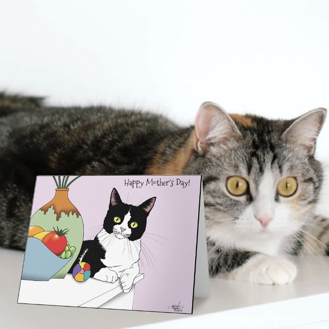 Cartão Melhor Mãe de Gato Gatinho de Smoking Dia das Mães (Criador carregado)