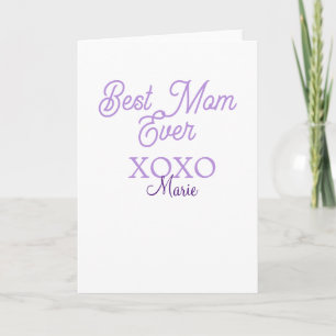 Cartão melhor mãe de sempre xoxo nome roxo elegante dia d