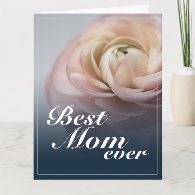 Cartão Melhor Mãe de Todos os Tempos com Grande Rosa Rosa (Frente)