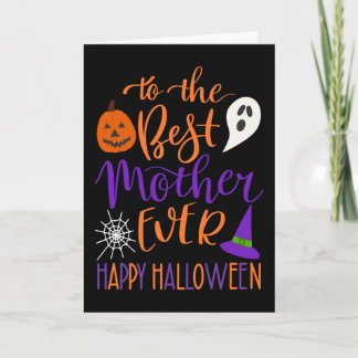 Cartão Melhor Mãe de Todos os Tempos Halloween em Laranja