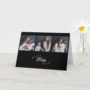 Cartão Melhor Mãe de Todos os Tempos Moderna Preta 3 Foto